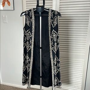 Elegant Black and White Embroidered Vest
